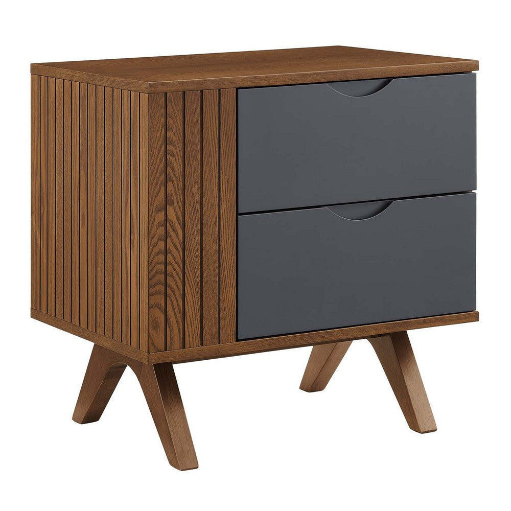 Modway Modern Wood Grain Nightstand Accent Table in Walnut Gray