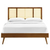 Modway Kelsea Cane and Wood Full Platform Bed with Splayed Legs in Walnut MDY-MOD-6696-WAL