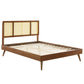 Modway Kelsea Cane and Wood King Platform Bed with Splayed Legs in Walnut MDY-MOD-6698-WAL