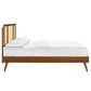 Modway Kelsea Cane and Wood King Platform Bed with Splayed Legs in Walnut MDY-MOD-6698-WAL