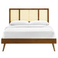 Modway Kelsea Cane and Wood King Platform Bed with Splayed Legs in Walnut MDY-MOD-6698-WAL