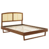 Modway Sierra Cane and Wood King Platform Bed with Angular Legs in Walnut MDY-MOD-6701-WAL