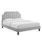 Modway Sienna Performance Velvet Queen Platform Bed in Light Gray