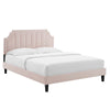 Modway Sienna Performance Velvet Queen Platform Bed in Pink