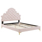 Modway Gwyneth Tufted Performance Velvet Queen Platform Bed in Pink with Gold Metal Legs MDY-MOD-6751-PNK