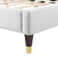 Modway Gwyneth Tufted Performance Velvet Platform Bed with Wood and Gold Legs Queen White MDY-MOD-6752-WHI