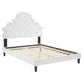 Modway Gwyneth Tufted Performance Velvet Queen Platform Bed in White with Black Wood Legs MDY-MOD-6753-WHI