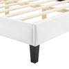 Modway Gwyneth Tufted Performance Velvet Queen Platform Bed in White with Black Wood Legs MDY-MOD-6753-WHI