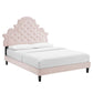 Modway Gwyneth Tufted Performance Velvet Twin Platform Bed in Pink with Black Wood Legs