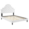 Modway Gwyneth Tufted Performance Velvet Full Platform Bed in White with Black Wood Legs MDY-MOD-6759-WHI