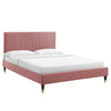 Modway Peyton Performance Velvet Full Platform Bed in Dusty Rose