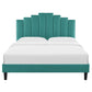 Modway Elise Channel Tufted Performance Velvet Full Platform Bed in White with Black Wood Legs Twin Teal MDY-MOD-6876-TEA