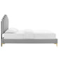 Modway Elise Channel Tufted Performance Velvet Twin Platform Bed in Light Gray with Gold Metal Legs MDY-MOD-6879-LGR