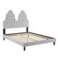 Modway Alexandria Tufted Performance Velvet Platform Bed with Black Wood Legs Twin Light Gray MDY-MOD-6933-LGR