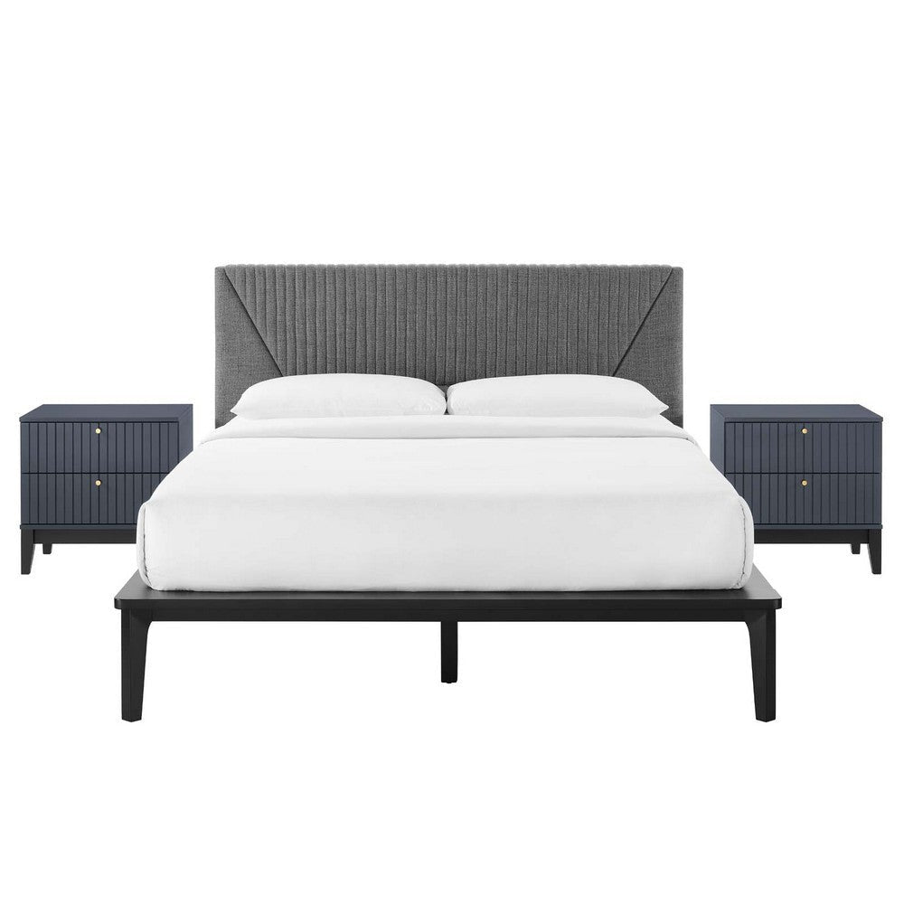 Modway Dakota Modern, 3 Piece Bedroom Set, Blue