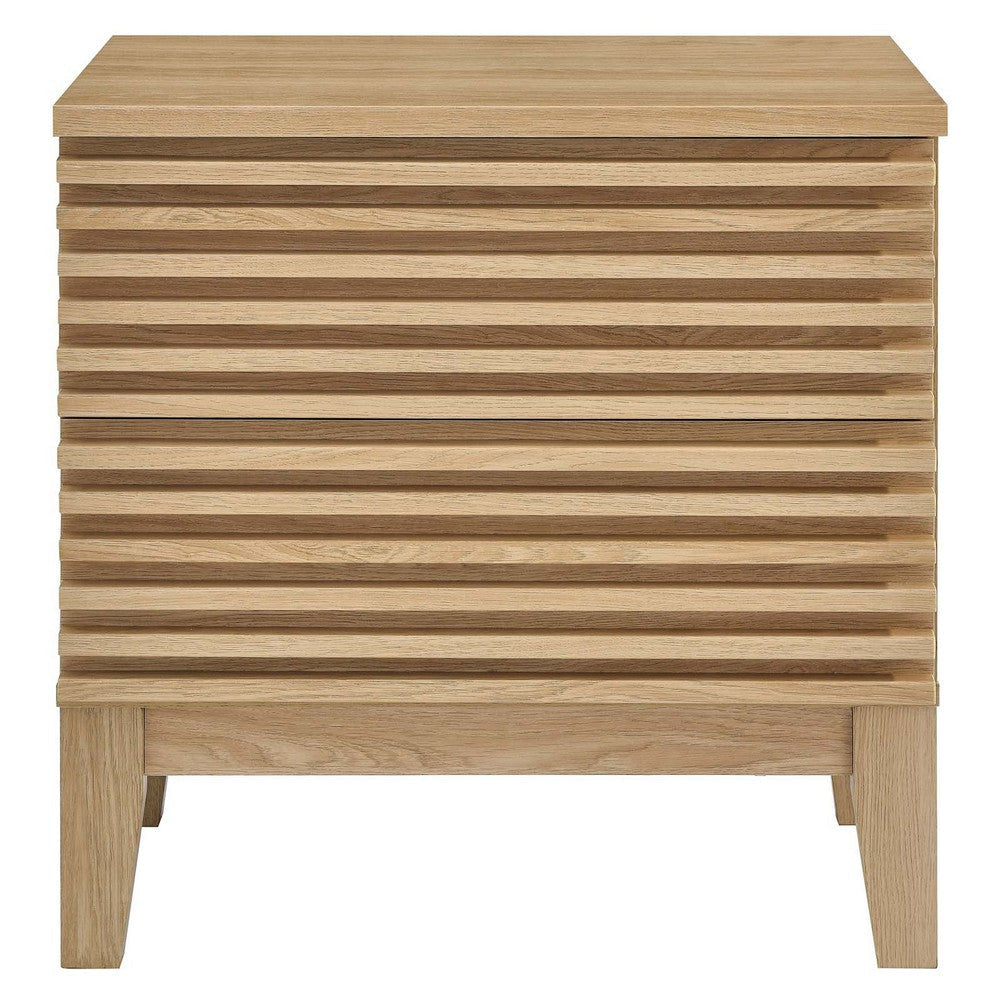 Modway Render Two-Drawer Particleboard Wood Nightstand in Oak MDY-MOD-6964-OAK