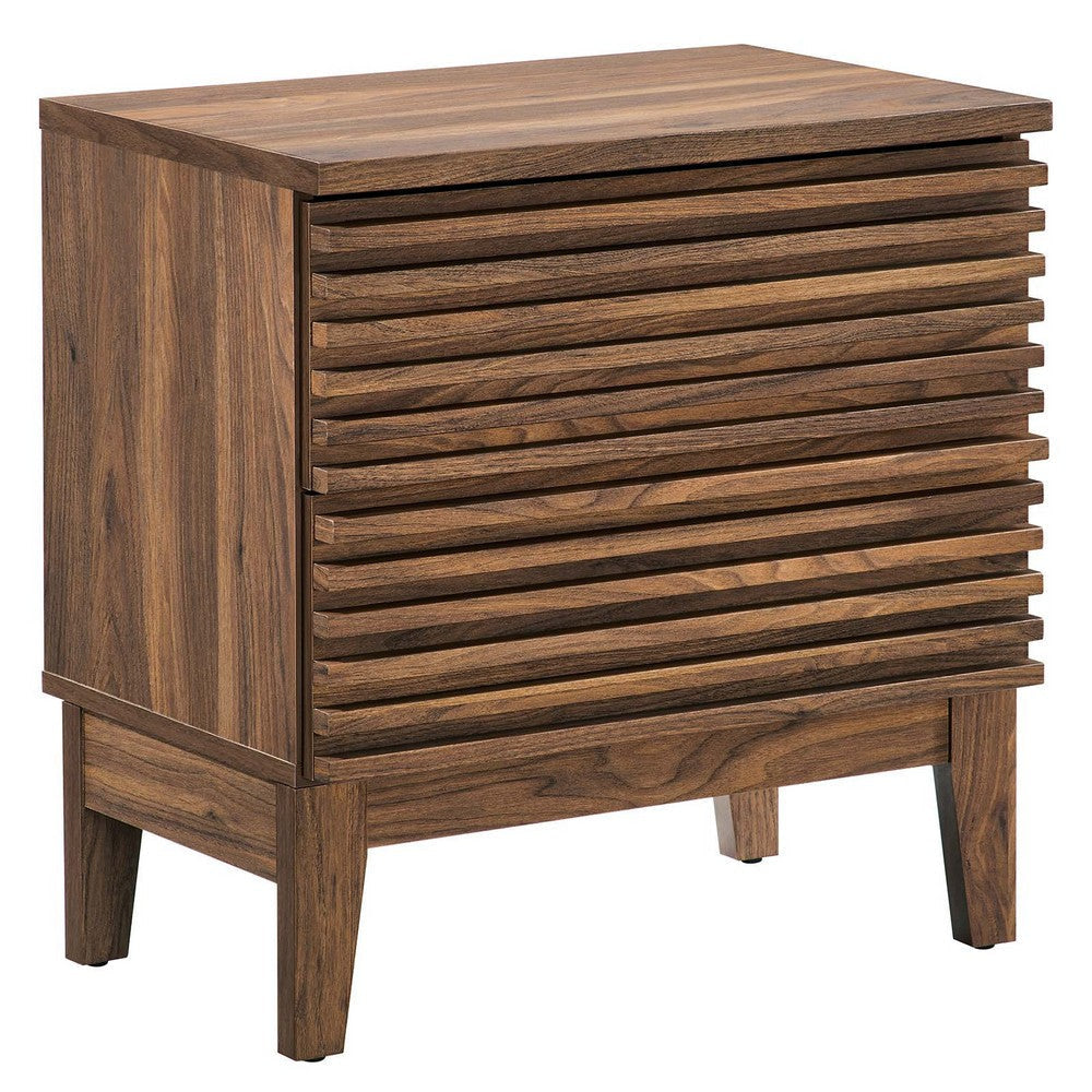 Modway Render Mid-Century Modern, Two-Drawer Nightstand, Walnut