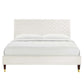 Modway MOD-6969-WHI Leah Chevron Tufted Performance Velvet Queen Platform Bed White MDY-MOD-6969-WHI