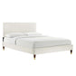 Modway MOD-6969-WHI Leah Chevron Tufted Performance Velvet Queen Platform Bed, White