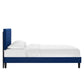 Modway MOD-6973-NAV Leah Chevron Tufted Performance Velvet Queen Platform Bed Navy MDY-MOD-6973-NAV