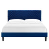 Modway MOD-6973-NAV Leah Chevron Tufted Performance Velvet Queen Platform Bed Navy MDY-MOD-6973-NAV