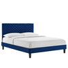 Modway MOD-6973-NAV Leah Chevron Tufted Performance Velvet Queen Platform Bed, Navy