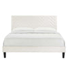 Modway MOD-6973-WHI Leah Chevron Tufted Performance Velvet Queen Platform Bed White MDY-MOD-6973-WHI