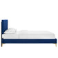 Modway MOD-6977-NAV Leah Chevron Tufted Performance Velvet Queen Platform Bed Navy MDY-MOD-6977-NAV