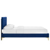 Modway MOD-6977-NAV Leah Chevron Tufted Performance Velvet Queen Platform Bed Navy MDY-MOD-6977-NAV