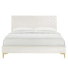 Modway MOD-6977-WHI Leah Chevron Tufted Performance Velvet Queen Platform Bed White MDY-MOD-6977-WHI