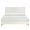 Modway Zahra Channel Tufted Performance Velvet Queen Platform Bed in White MDY-MOD-6978-WHI