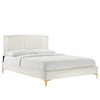 Modway Zahra Channel Tufted Performance Velvet Queen Platform Bed in White