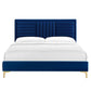 Modway Sofia Channel Tufted Performance Velvet Queen Platform Bed in Navy MDY-MOD-6979-NAV