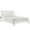 Modway Sofia Channel Tufted Performance Velvet Queen Platform Bed in White