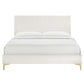 Modway Yasmine Channel Tufted Performance Velvet Queen Platform Bed in White MDY-MOD-6980-WHI