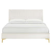 Modway Yasmine Channel Tufted Performance Velvet Queen Platform Bed in White MDY-MOD-6980-WHI