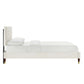 Modway MOD-6981-WHI Leah Chevron Tufted Performance Velvet Twin Platform Bed White MDY-MOD-6981-WHI