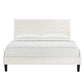 Modway MOD-6985-WHI Leah Chevron Tufted Performance Velvet Twin Platform Bed White MDY-MOD-6985-WHI