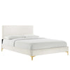 Modway MOD-6989-WHI Leah Chevron Tufted Performance Velvet Twin Platform Bed, White