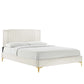 Modway Zahra Channel Tufted Performance Velvet Twin Platform Bed in White