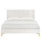 Modway Zahra Channel Tufted Performance Velvet Twin Platform Bed in White MDY-MOD-6990-WHI