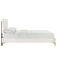 Modway Sofia Channel Tufted Performance Velvet Twin Platform Bed in White MDY-MOD-6991-WHI