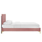 Modway Yasmine Channel Tufted Performance Velvet Twin Platform Bed in Dusty Rose MDY-MOD-6992-DUS