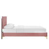 Modway Yasmine Channel Tufted Performance Velvet Twin Platform Bed in Dusty Rose MDY-MOD-6992-DUS