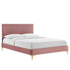 Modway Yasmine Channel Tufted Performance Velvet Twin Platform Bed in Dusty Rose