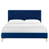 Modway Yasmine Channel Tufted Performance Velvet Twin Platform Bed in Navy MDY-MOD-6992-NAV