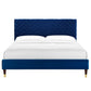 Modway MOD-6993-NAV Leah Chevron Tufted Performance Velvet Full Platform Bed Navy MDY-MOD-6993-NAV