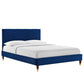 Modway MOD-6993-NAV Leah Chevron Tufted Performance Velvet Full Platform Bed, Navy