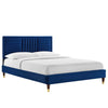 Modway Sofia Channel Tufted Performance Velvet Full Platform Bed in Navy