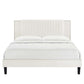 Modway Zahra Channel Tufted Performance Velvet Full Platform Bed in White MDY-MOD-6998-WHI